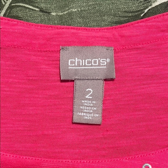 Chico's Pink Relaxed Short Sleeve T-Shirt with Studded Detail - Picture 5 of 7